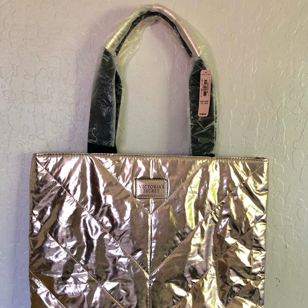 NWT Victoria’s Secret Rose Gold Metallic Tote Bag